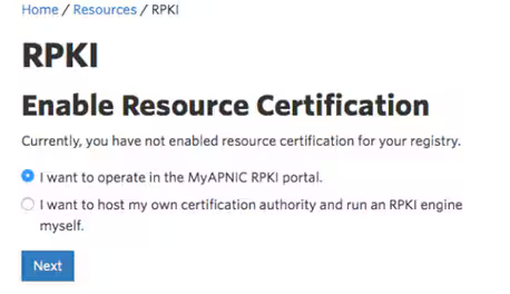 Enable RPKI Resource Certification